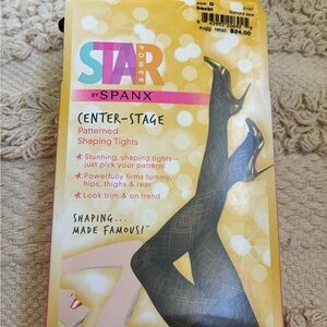Spanx Star Power Black Diamond Patterned Shaping Tights Size D